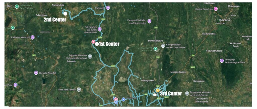 A map of the three school centers