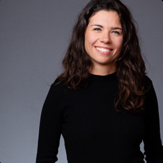 A woman smiling